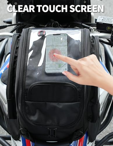 Motorcycle Tank Bag Universal Waterproof Oxford Fabric with Strong Magnetic，Magnetic Tank Bag, fits Harley Davidson, Indian, Honda, Yamaha, Suzuki and more - size: 29L