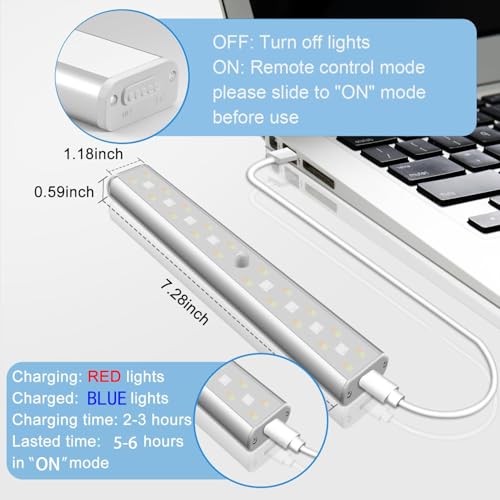 Under Cabinet Lighting Wireless with Remote, 48 LED Rechargeable Under Cabinet Lights, Kitchen Counter Lights Dimmable LED Closet Light RGB Bar for Shelf, Car, Hallway, 15 Color Changing, 6 Pack - style: 6 Pack