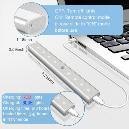 Under Cabinet Lighting Wireless with Remote, 48 LED Rechargeable Under Cabinet Lights, Kitchen Counter Lights Dimmable LED Closet Light RGB Bar for Shelf, Car, Hallway, 15 Color Changing, 6 Pack - style: 6 Pack