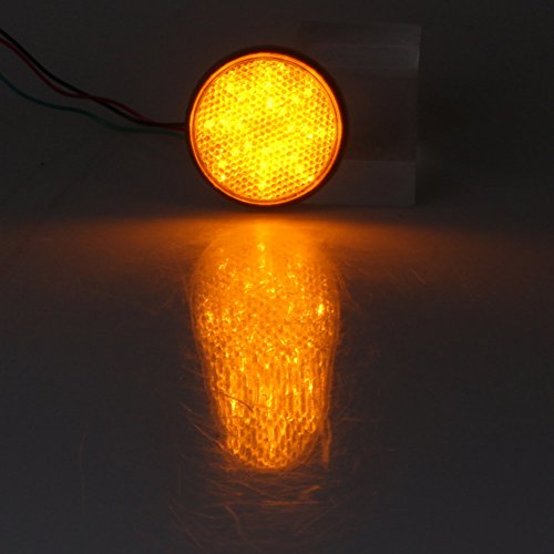 Pair Rectangle Motorcycle Reflector W/ 24 LED, Waterproof and Universal for Car Truck Trailer RV UTV ATV, Orange