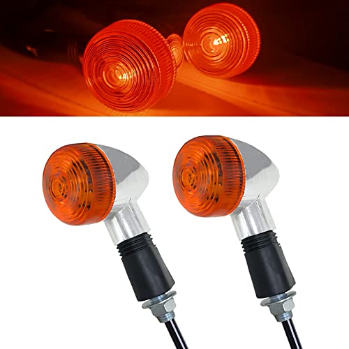 Universal 2pcs Motorcycle Turn Signals Chrome Bullet Front Rear Lights Compatible with Harley Honda Suzuki Yamaha Kawasaki Motorcycle Bobber Chopper - color: Amber, size: 2PCS