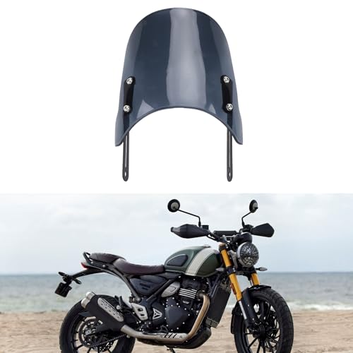 Motorcycle, Wind Deflector PMMA Panel Front Wind Deflector with Mount Bracket for Scrambler 400X 2023-2024, for Speed 400 2023-2024, for Street Scrambler 900 - size: Grey