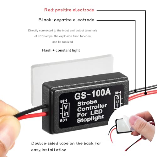 2 PCS Flash Strobe Controller, 12V-24V GS-100A LED Flasher Brake Light Strobe Module, Universal Flashing Module Controller for Motorcycles Cars Trucks Tail Stop Lamp