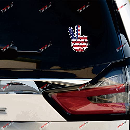 (2) 4'' Reflective Peace Hand Gesture Sign American Flag Decal Sticker Car Vinyl sda1