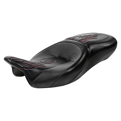 C.C. RIDER Driver Rider Passenger Seat - 2-Up One-Piece Seat Fit for Harley Touring Road King Street Glide Road Glide Electra Glide 2009-2023 - color: Motorcycle Seat Red