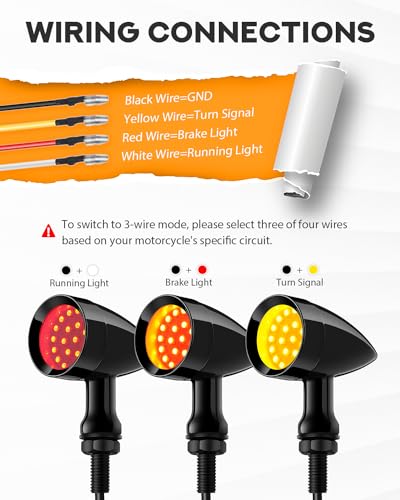 PBYMT Motorcycle Bullet Front Rear Turn Signal White Amber Light SMD Blinker Indicator Compatible with Honda Yamaha Suzuki Kawasaki (Gloss Black) - color: Gloss Black