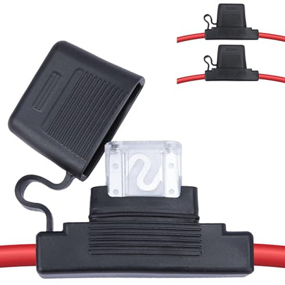 ecocstm 2 PCS Inline Fuse Holders 12V, 8 AWG Car Gauge Inline Fuses, Waterproof Fuse Holder with 80A Maxi Blade Fuses for Automotive, Marine, Golf Cart Lighting, Electrical Circuits - size: 2 PCS 8AWG