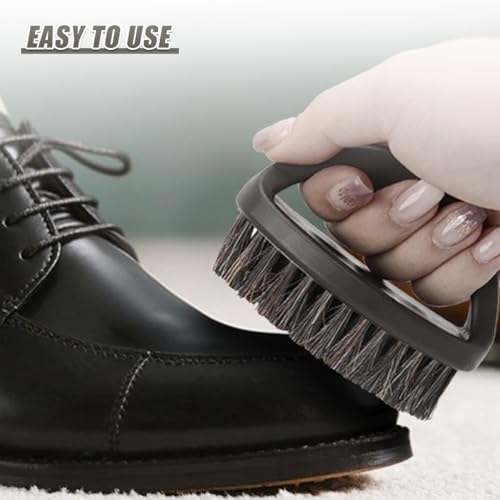 Soft Horsehair Bristle Leather Cleaning Brush for Car Interior, Comfortable Grip Car Wash Brush to Clean Upholstery Furniture Boots, Felt Hat Scrub Brushes Auto Detailing Cleaner Tool (2PCS) - size: 2PCS