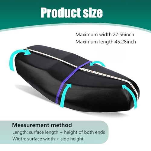 1 PC Motorcycle Seat Cover, 27.55" x 45.27" Oxford Cloth Rainproof Heat Insulation Seat Cover, Lightweight and Durable Motorcycle Accessories, Universal for Motorcycles (Black)
