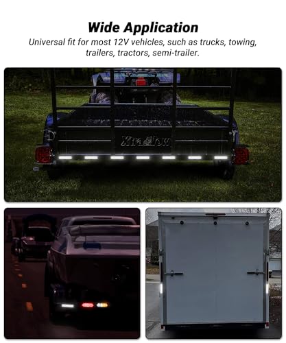 Aluminum Housing White 24LEDs Trailer Backup Reverse Light Surface Mount 7.5 inch Bar Strip Truck Bed Lights of Pickup Tractor Camper IP67 Waterproof 2Pcs - color: White