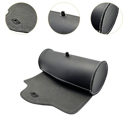 Universal PU Leather Motorcycle Fork Bag Saddlebag, Black with Mounting Straps Motorbike Tool Pouch Tail Rack Storage Bag