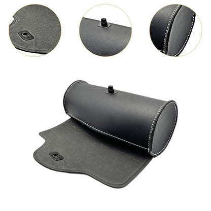 Universal PU Leather Motorcycle Fork Bag Saddlebag, Black with Mounting Straps Motorbike Tool Pouch Tail Rack Storage Bag