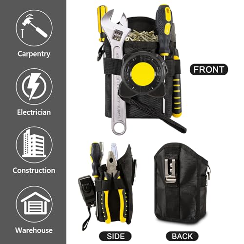 Nail/Screw Work Samll Tool Pouch with Belt Clip,Made of Oxford Cloth 1680d Bolt Storage Pouch, Mini Organizer Pocket Attachment for Tool Belt,Electrician, HVAC Tech, Plumber, Carpenter Use
