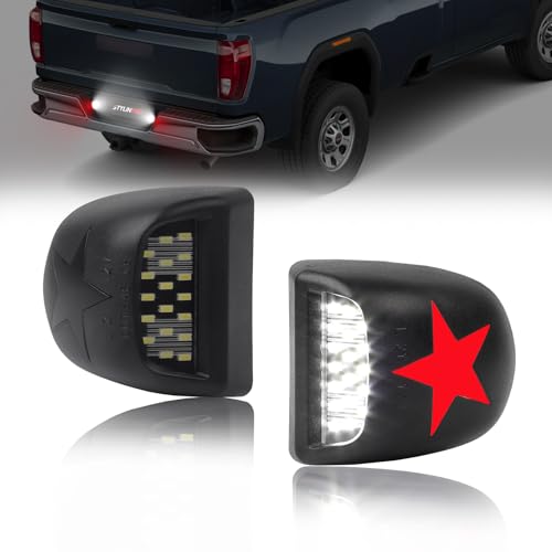LED License Plate Lights Tag Lamp Assembly w/Star-Style Red Light | for Chevy Silverado GMC Sierra 1500 2500 3500 Suburban Tahoe Avalanche Cadillac Yukon - color: Star Style