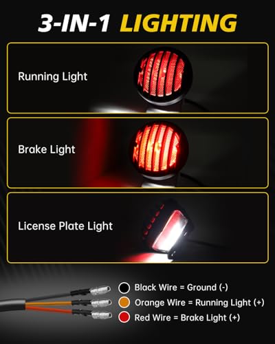 TSUNG Motorcycle LED Tail Light Grille with License Plate Light Rear Brake Stop Light Custom Taillight Compatible with Bobber Chopper Cafe Racer Cruiser Sporster 883 Rebel 500 Shadow (Slat-Smoke) - color: Slat-Smoke