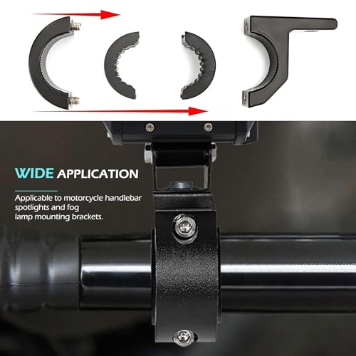 2 PCS Off-Road LED Light Mounting Bracket Bar Clamp Kits, Motorcycle Spotlight Mounting Bracket, Suitable for 22mm-30mm Roll Cage, Universal for Motorcycle ATV UTV