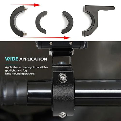2 PCS Off-Road LED Light Mounting Bracket Bar Clamp Kits, Motorcycle Spotlight Mounting Bracket, Suitable for 22mm-30mm Roll Cage, Universal for Motorcycle ATV UTV