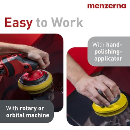 menzerna 3.5 Inch 2X Premium Polishing Pads Medium Cut for Medium Fine Polishing I Body Repair & Detailing Pads with Safety Edge & Velcro Attachment I Washable & Long Lasting - style: Medium Cut Pad