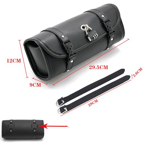 Motorcycle Bag with lock Universal PU Leather Motorbike Fork Bag Saddlebags Handlebar Bag Sissy Bar Storage Tool Bag-31cm (Style B) - style: Style B