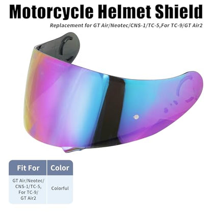 GT Air Visor Repalcement for GT Air 2, Outer Face Helmet Shield Compatible with CNS-1/Neotec/TC-5/TC-9 Accessories (Rainbow) - color: Rainbow