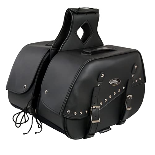 Milwaukee Leather Studded Throw-Over Motorcycle Saddlebags – Synthetic Leather – Universal Fit – Zip-Off - Large - color: SH655ZB-BLACK, size: Large