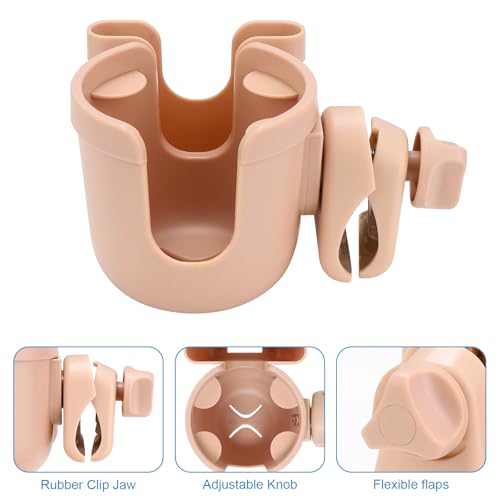Accmor Stroller Cup Holder with Phone Holder, Bike Cup Holder, Universal Cup Holder for Uppababy Nuna Doona Strollers, 2-in-1 Cup Holder for Walker, Wheelchair, Scooter - color: All Pink & All Pink