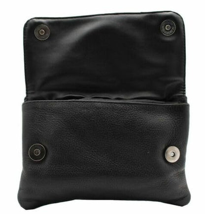 Hip Purse For Women Leather Clipon Purse for Biker Fanny Pack Waist Pack Motorcycle Leg Bag Leather Belt Pouch Crossbody Belt - color: Black