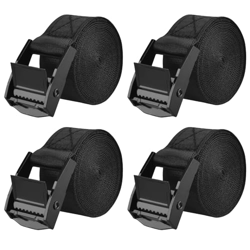 TRIWONDER Cinch Tie Down Strap Lashing Straps Heavy Duty Nylon Straps with Cam Buckles for Cargo, Trucks, Boat, Motorcycle,SUP, Kayak, Canoe, Trailer (0.5m, Black - 4 Pack) - color: 01# Black - 4 Packs, size: 1" x 1'