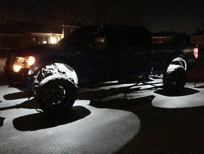 iJDMTOY 4pc Universal Fit 3-Chipset 9W High Power LED Rock Light Kit Compatible with Jeep Truck SUV Off-Road Boat, Xenon White - color: White