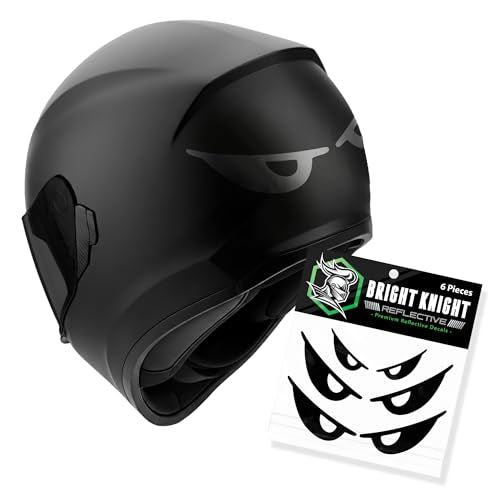 Bright Knight Decals Reflective Evil Eye Stickers, 6" x 3" Black Evil Eye Motorcycle Decals & Graphics for Bike & Motorcycle Helmet Stickers, Made in USA, 3 Pairs - color: Black