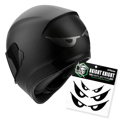 Bright Knight Decals Reflective Evil Eye Stickers, 6" x 3" White Evil Eye Motorcycle Decals & Graphics for Bike & Motorcycle Helmet Stickers, Made in USA, 3 Pairs - color: White