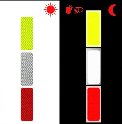 36pcs Reflective Decals Reflective Stickers Safety Warning Sticker Tapes Waterproofs High Intensity Night Visibility Adhesive for Helmets Motorbike(3x8cm) (36PcsWhite+Yellow) - color: 36pcswhite+yellow