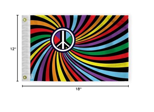 AGAS Peace Swirl Rainbow Boat Nautical Flag 12x18 Inch - Printed 200D Nylon - Brass Grommets Fade Proof Vivid Colors - Small Swirl Pride flag for Bike Car - color: 12x18 Flag