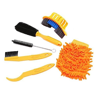 KOMBIUDA 6-in-1 Bike Cleaner Tool Kit for Bikes Chain Brush Tire Cleaning Brush Set Sprocket Scraper Compact Ergonomic Design