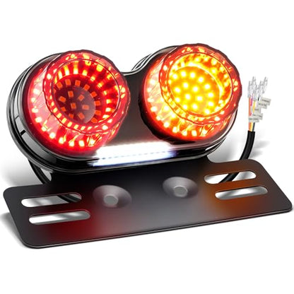 PBYMT Enhanced Motorcycle Tail Light, Break light Running Lights, IP67 Waterproof Turn Signals with License Plate Bracket Compatible with Street Bike Cruiser Chopper Bobber (Smoke, 108 LEDs) - color: Smoke