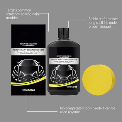 Car Scratch Remover, Dust Reduction Technology, 120g, Vehicle Scratch Repair, Detailing Sponge Kit, Fast and Convenient, for Cars, Trucks, and Motorcycles
