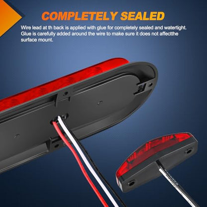 Nilight LED Trailer Light Kit 6 Inch Oval Stop Turn Tail Light Red Amber Side Marker Light Waterproof Surface Mount for 12V Utility Trailer Boat Camper RV Trucks Van Caravan - color: Tail Lights Screws w/Marker Light