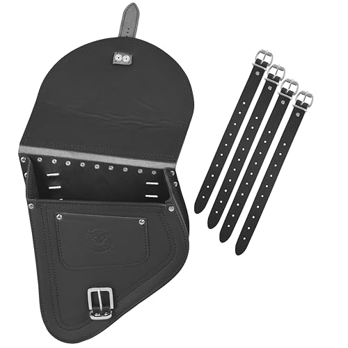 Fortuna Black Swing Arm Bag Biker Bag Hardtail Frame compatible with Harley Davidson Fatboy Left Breakout Fat Bob Side HD Special Edition Side Bag