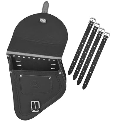 Fortuna Black Swing Arm Bag Biker Bag Hardtail Frame compatible with Harley Davidson Fatboy Left Breakout Fat Bob Side HD Special Edition Side Bag