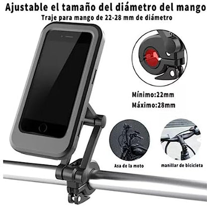 Tyenaza Motorcycle Navigation Bracket, Motorcycle Phone Holder Waterproofs Sensitive TPU Touch Screen 360° Rotation Bike Navigation Mount