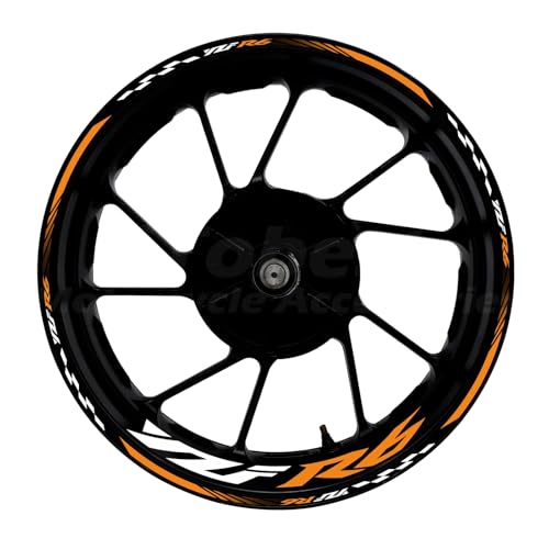 Awonderful 17"Wheel Rim Stickers For Yamaha YZF R6 1998-2016,Orange | Reflective Vinyl Wheel Stripe Kit. Waterproof, Self-Adhesive Decals, Decorate Motorcycle Wheel Rims, Easy to Paste - color: Orange