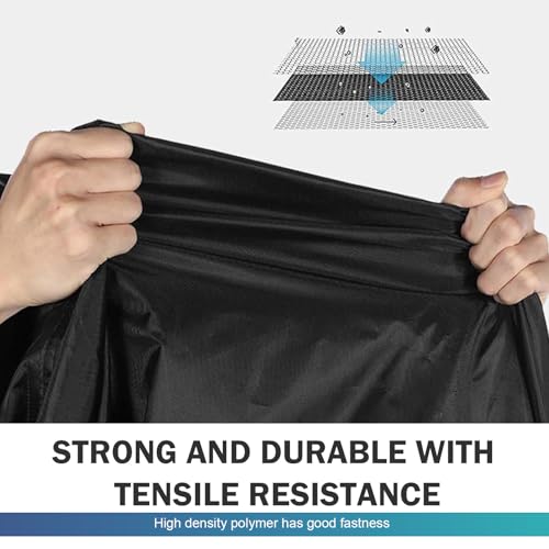 Motorcycle Cover, 190T Anti-scratch Waterproof Shield for All Seasons, Full Coverage Windproof Protector with Fixed Buckle Strap, Anti-theft Outdoor Accessory with Lock-holes (Black)