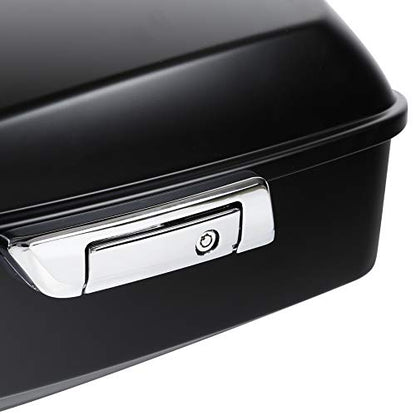 Black Denim 13.7" King Trunk W/Latch Key Fit For Harley Trunk Touring CVO Road King Road Glide Street Glide Electra Glide Ultra Limited 2014-2025 - color: Black Denim(No Speaker Holes)