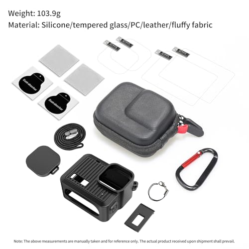 Accessories Kit for GoPro Hero 4K Accessories Including Silicone Protective Cases Storage case Tempered Glass Protective Films Lens caps lanyards and Battery Side Covers for GoPro Hero