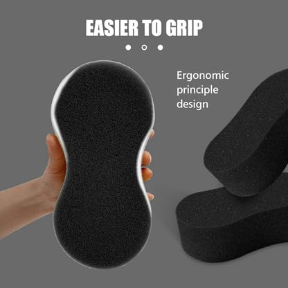 UGSHY 5 PCS Car Wash Sponge for Cleaning, 8.6In x 4.3In x 1.7In Vehicle Compressed Scrubber Kit, Universal Automotive Easy Grip Sponges for Motorcycle Bike Truck SUV Kitchen Dishes Bathroom (Black)