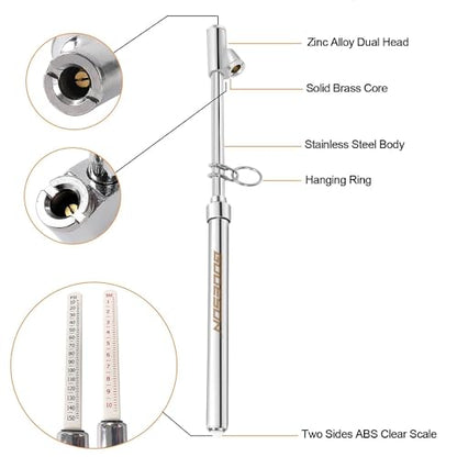 GODESON Dual Head Tire Pressure Gauge,Heavy Duty Tire Pressure Gauge Range 10-150PSI; 1-10Bar,Dual Head Truck Air Pressure Gauge (Pack of 2) - size: 2 Pack