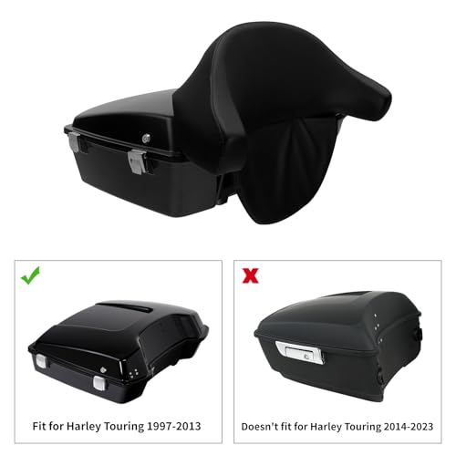 XMT-MOTO Black King Tour Trunk Backrest Pad Box Trunk Back Rest Fit for Harley Touring Road King Road Glide Street Glide Electra Glide Ultra Classic1997-2013