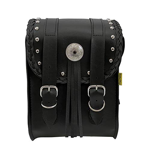 Dowco Willie & Max 58431-00 Warrior Series: Synthetic Leather Motorcycle Sissy Bar Bag, Black, Universal Fit, 6 Liter Capacity - style: Warrior Series