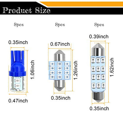 YOGEIER Car Led Bulb, Car Led Combination Set of 24 Sets, Used for Car Interior Lights, Indoor Map Dome Lights, Trunk Lights, License Lights, Etc. (Blue) - color: blue