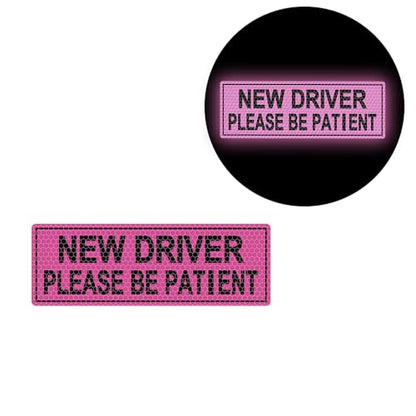 2pcs High Intensity Reflective New Driver Car Sticker Waterproof Student Driver Please Be Patient Decal for Car Window Bumper Reflective Night Safety Warning Decal (Purple) - color: Purple